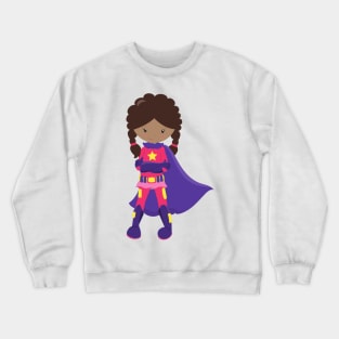 African American Girl, Superhero Girl, Cape Crewneck Sweatshirt